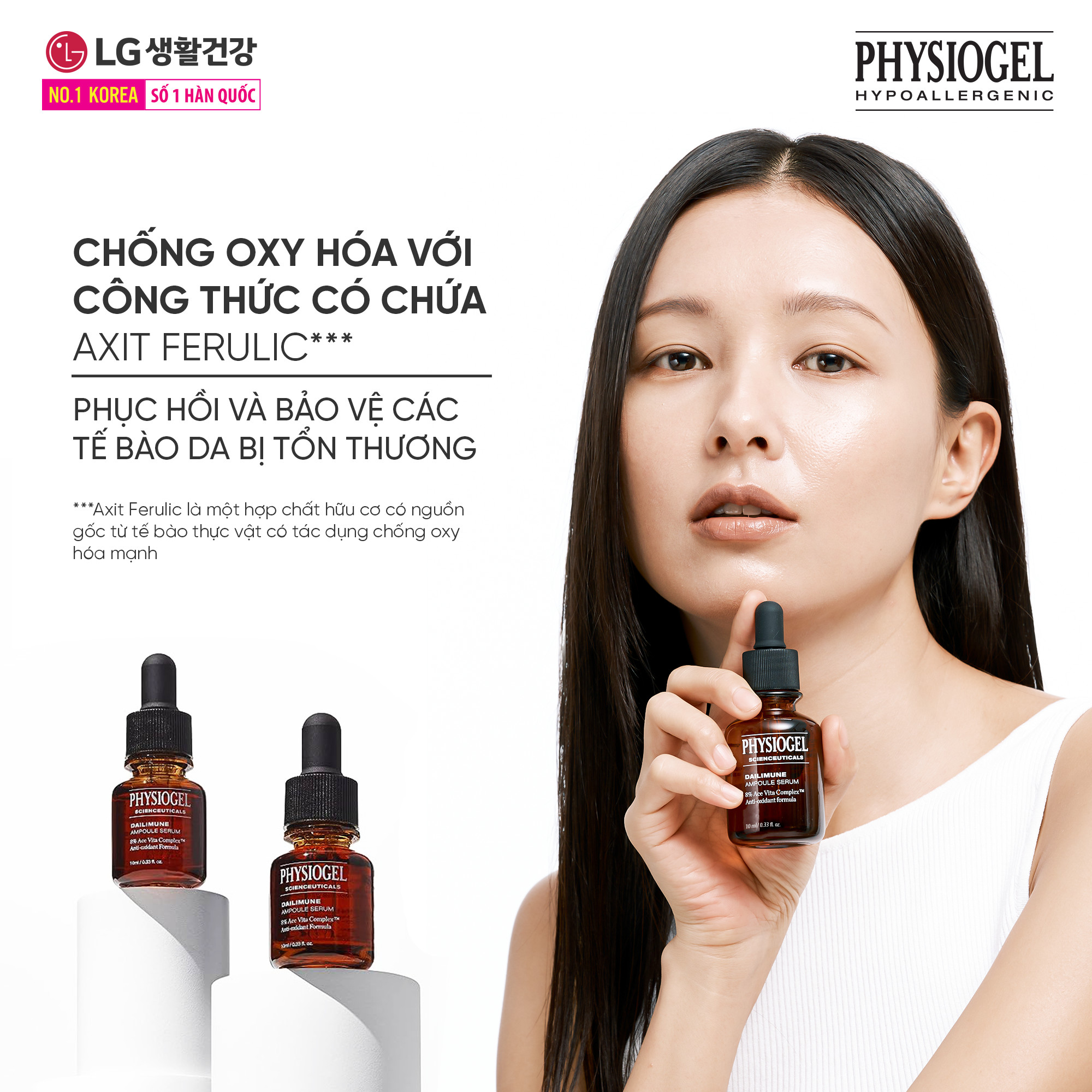 Tinh chất dưỡng trắng chống Oxy hóa Physiogel Scienceuticals Dailimune Ampoule Serum 10ml
